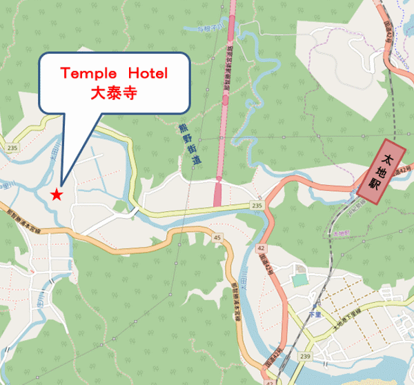 Ｔｅｍｐｌｅ　Ｈｏｔｅｌ　大泰寺への概略アクセスマップ
