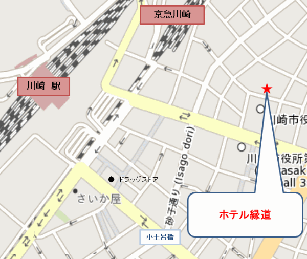 ホテル縁道への概略アクセスマップ