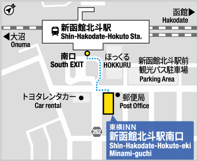 東横ＩＮＮ新函館北斗駅南口への概略アクセスマップ