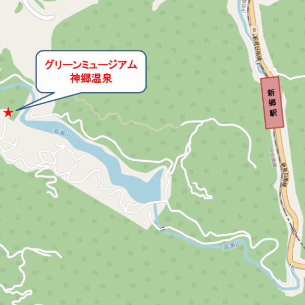 グリーンミュージアム神郷温泉への案内図