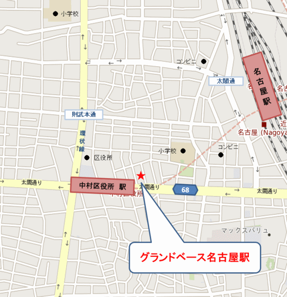 グランドベース名古屋駅西への概略アクセスマップ