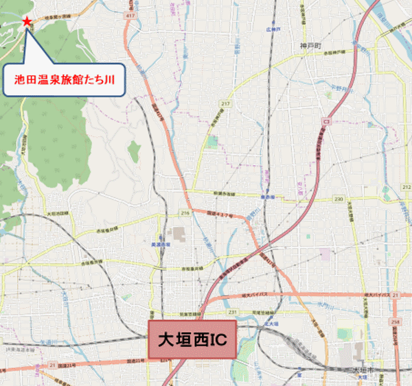 池田温泉旅館たち川 地図