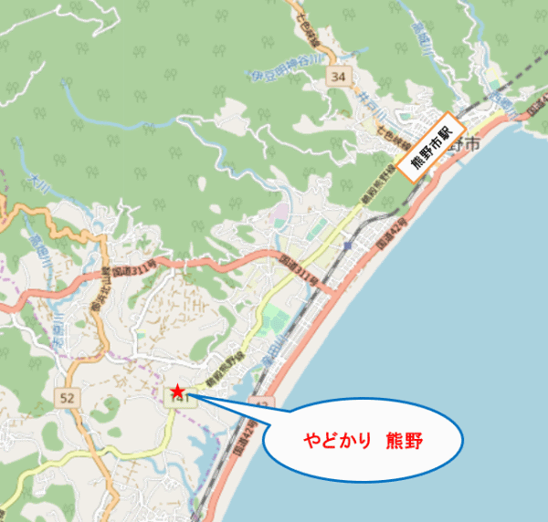 やどかり　熊野への概略アクセスマップ
