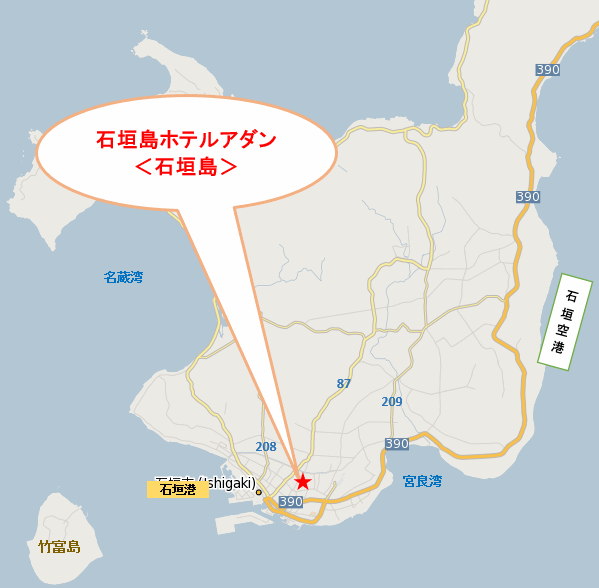 石垣島ホテルアダン＜石垣島＞への概略アクセスマップ