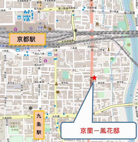 京蘭ー風花邸への概略アクセスマップ