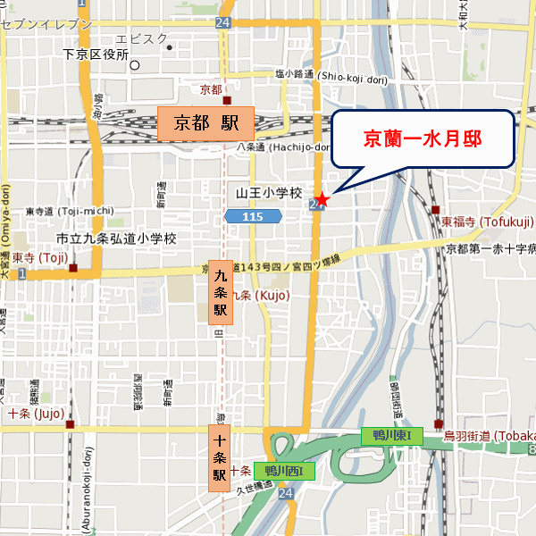 京蘭ー水月邸への概略アクセスマップ