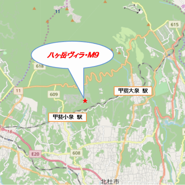 八ヶ岳ヴィラ・Ｍ９への概略アクセスマップ