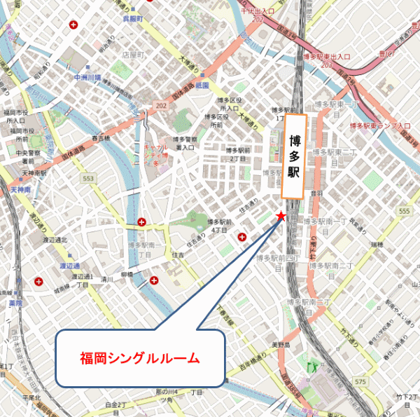 福岡シングルルーム 地図