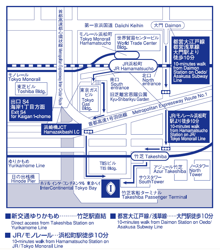 地図：ホテル　インターコンチネンタル東京ベイ