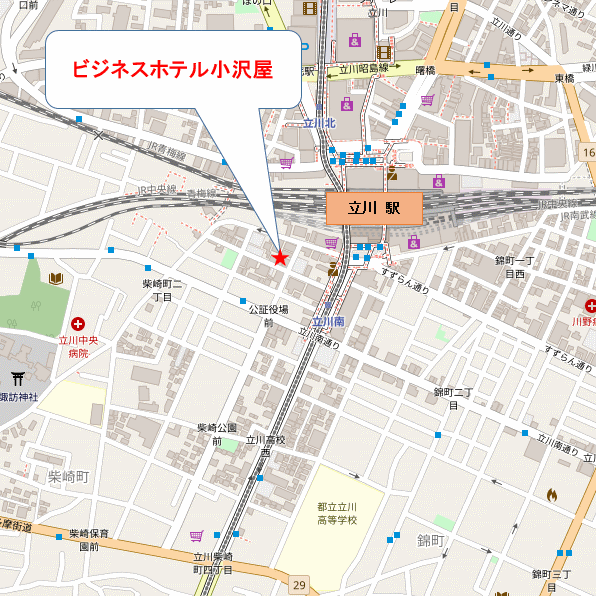 地図：ビジネスホテル小沢屋