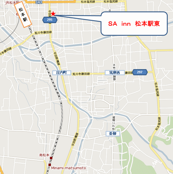 ＳＡ　ｉｎｎ　松本駅東への概略アクセスマップ
