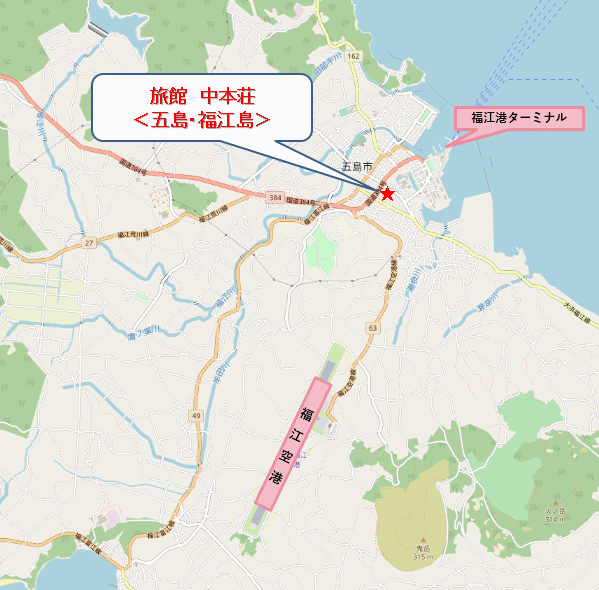 地図：旅館　中本荘＜五島・福江島＞
