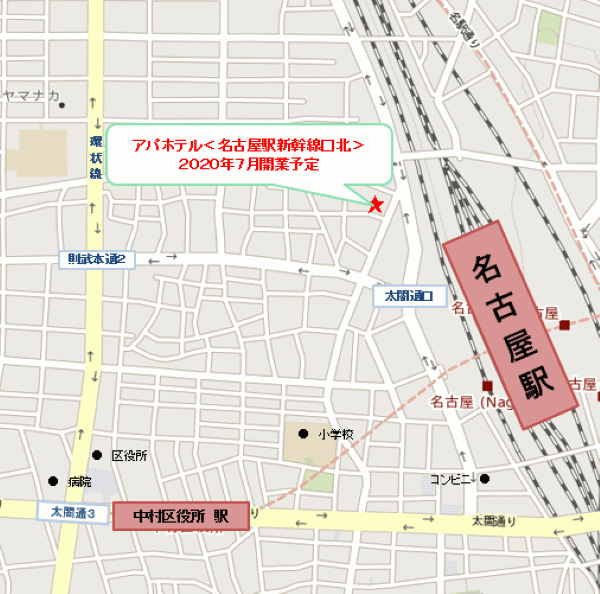 アパホテル〈名古屋駅前北〉（旧アパホテル〈名古屋駅新幹線口北〉）への概略アクセスマップ