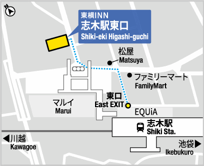 東横ＩＮＮ志木駅東口への概略アクセスマップ