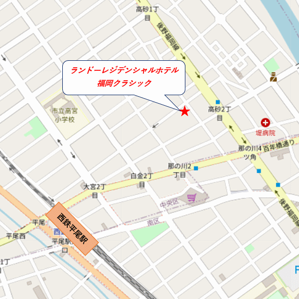 ランドーホテル福岡クラシック 地図