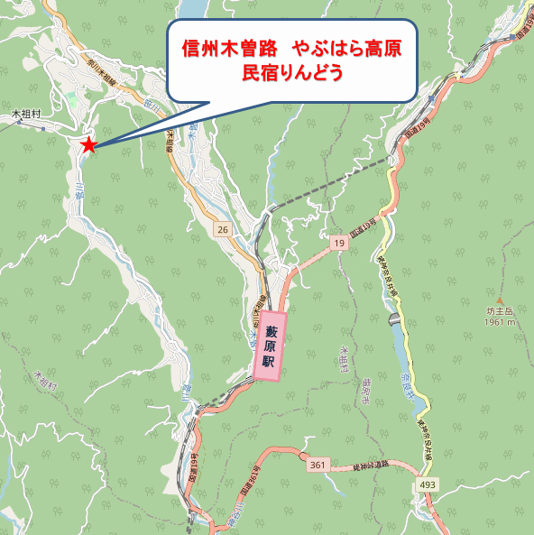 信州木曽路　やぶはら高原　民宿りんどう 地図