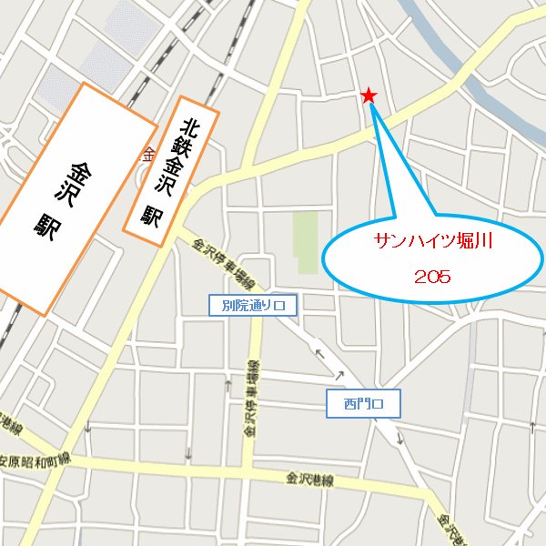 サンハイツ堀川２０５への概略アクセスマップ