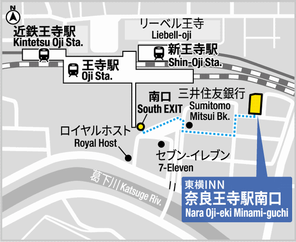 東横ＩＮＮ奈良王寺駅南口の地図画像