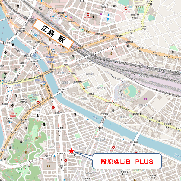 広島段原ゲストハウスへの概略アクセスマップ