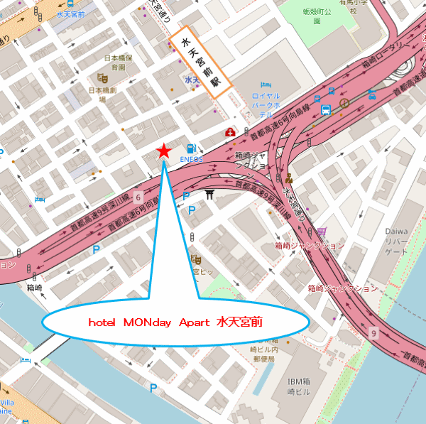 ＭＯＮｄａｙ Ａｐａｒｔ 日本橋水天宮前（旧：ＧＡＴＥ ＳＴＡＹ 日本橋水天宮前）の地図画像