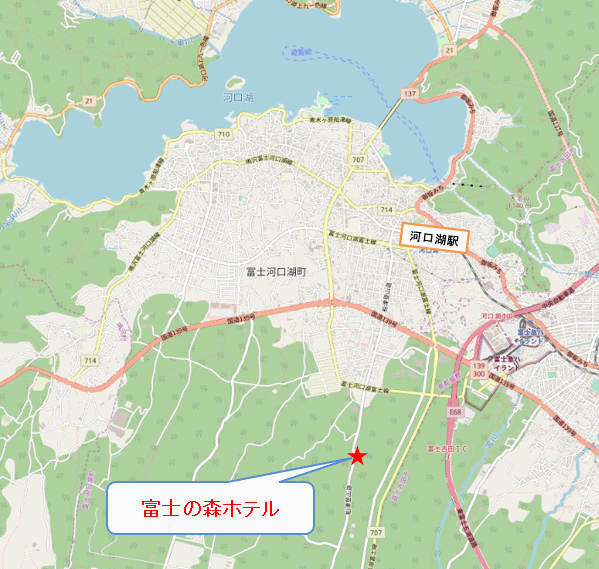 富士の森ホテルへの概略アクセスマップ