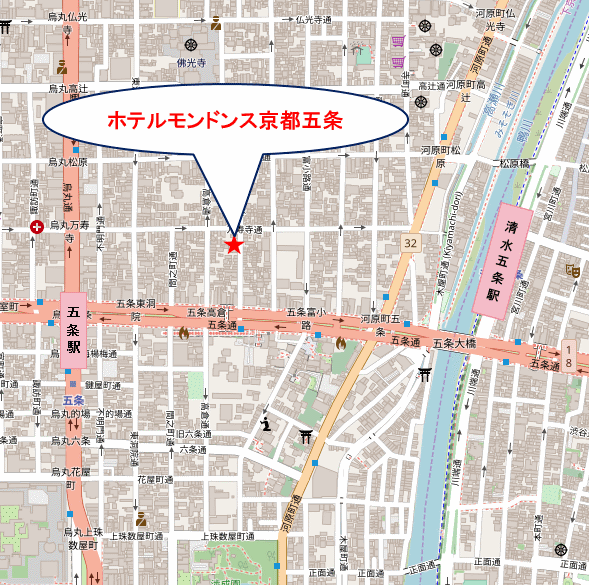 ホテルモンドンス京都五条の地図画像