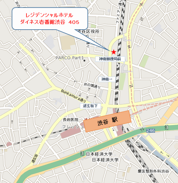 レジデンシャルホテル　ダイネス壱番館渋谷　４０５ 地図