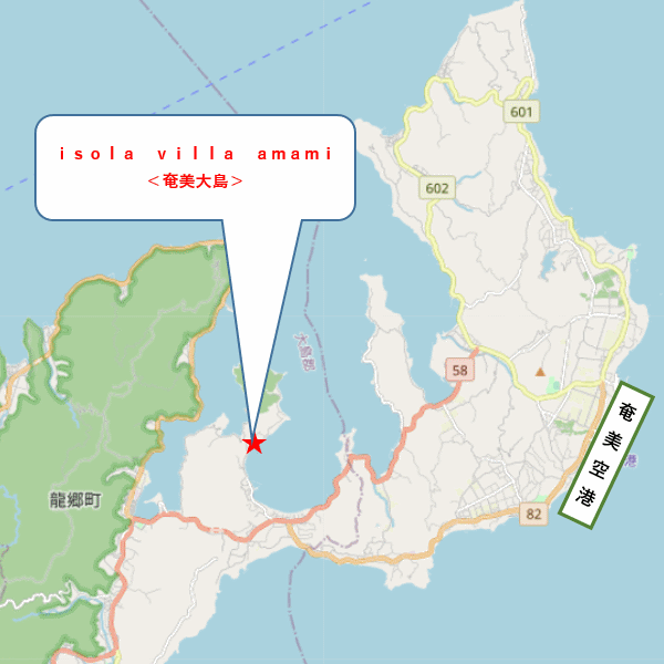 ｉｓｏｌａ　ｖｉｌｌａ　ａｍａｍｉ＜奄美大島＞への概略アクセスマップ