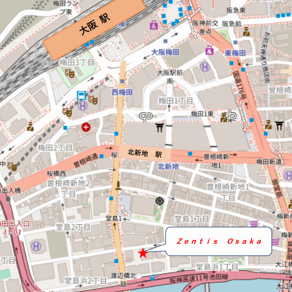 Ｚｅｎｔｉｓ　Ｏｓａｋａ（ゼンティス大阪）への概略アクセスマップ