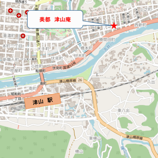 美都　津山庵への概略アクセスマップ