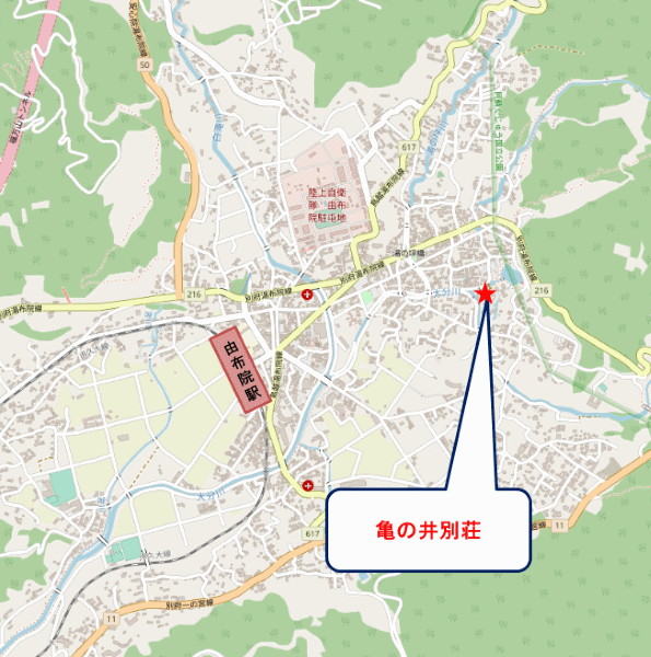 亀の井別荘への概略アクセスマップ