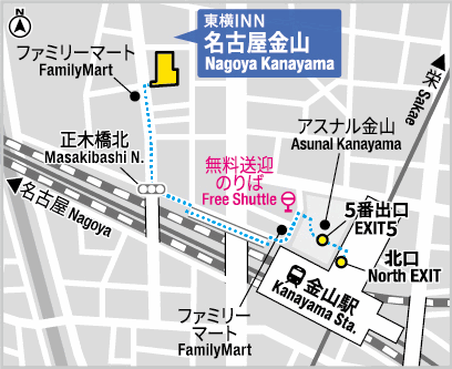 地図：東横ＩＮＮ名古屋金山