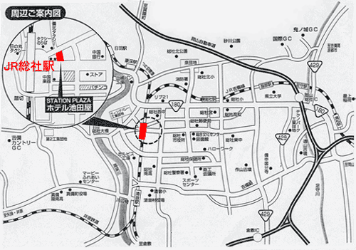 地図：ステーションプラザ　ホテル池田屋