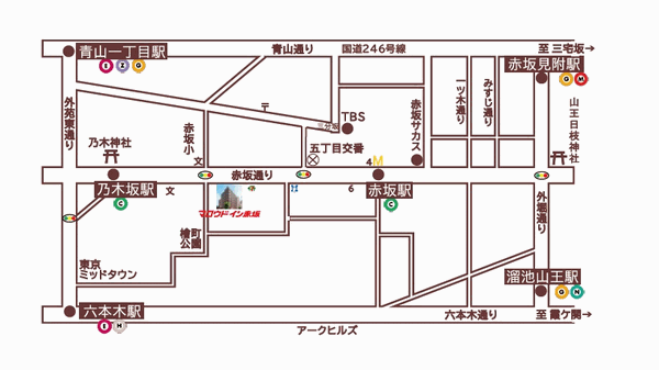 マロウドイン赤坂への概略アクセスマップ