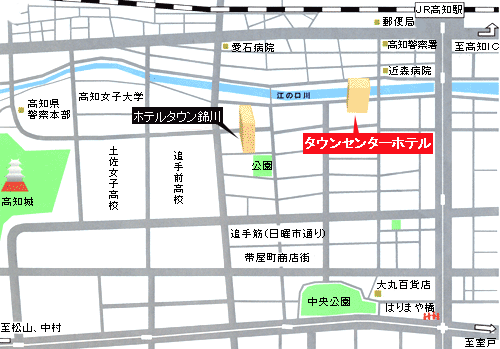地図：ホテル　タウンセンター