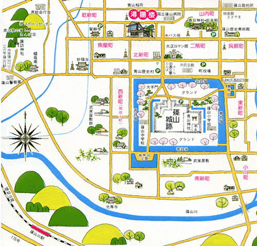 丹波篠山　潯陽楼への概略アクセスマップ