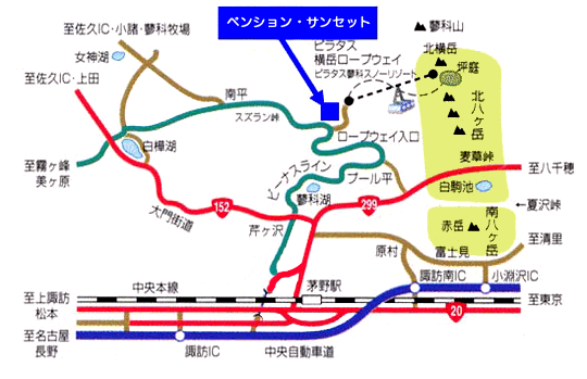 蓼科高原ペンション・サンセットの地図画像