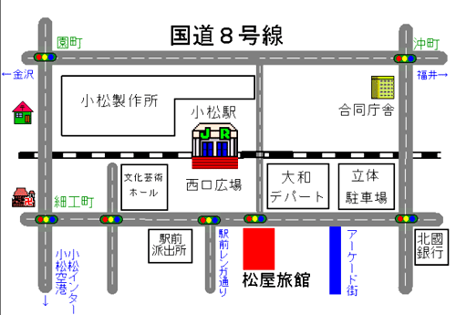 松屋旅館＜石川県＞への概略アクセスマップ