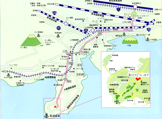 西浦温泉　　和のリゾート　はづへの概略アクセスマップ