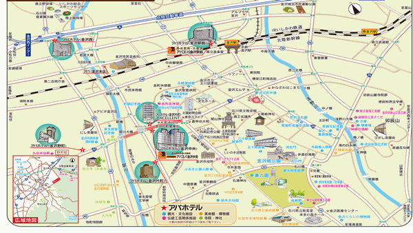 アパホテル〈金沢中央〉への概略アクセスマップ