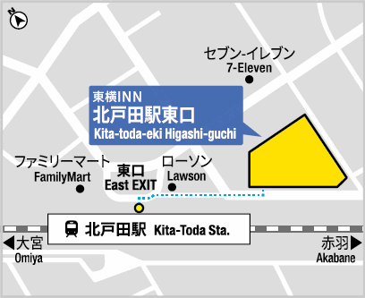 東横ＩＮＮ北戸田駅東口への概略アクセスマップ