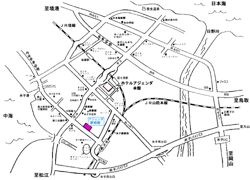 ビジネスホテル　アジェンダ駅前館への概略アクセスマップ