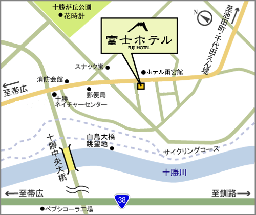 十勝川温泉　富士ホテルへの概略アクセスマップ