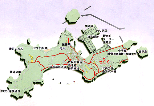 篠島　海幸の宿　きらく＜篠島＞への概略アクセスマップ