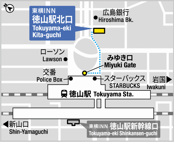 東横ＩＮＮ徳山駅北口への概略アクセスマップ