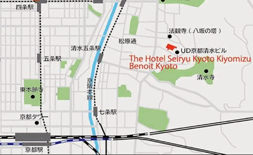 ザ・ホテル青龍　京都清水（Ｔｈｅ　Ｈｏｔｅｌ　Ｓｅｉｒｙｕ　Ｋｙｏｔｏ　Ｋｉｙｏｍｉｚｕ）への概略アクセスマップ