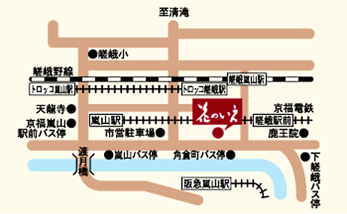 京都嵐山 花のいえの地図画像