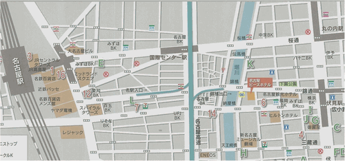 名古屋ビーズホテルへの概略アクセスマップ