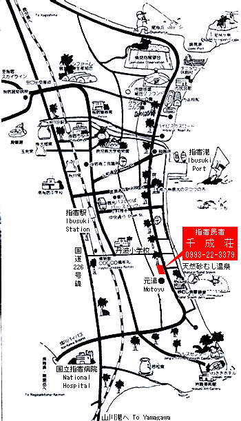 指宿民宿　千成荘への概略アクセスマップ
