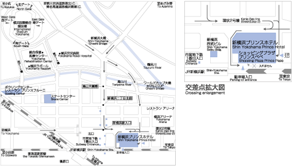 新横浜プリンスホテルへの概略アクセスマップ